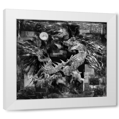Dragon BandW White Modern Wood Framed Art Print by Wiley, Marta
