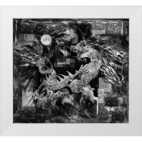 Dragon BandW White Modern Wood Framed Art Print by Wiley, Marta