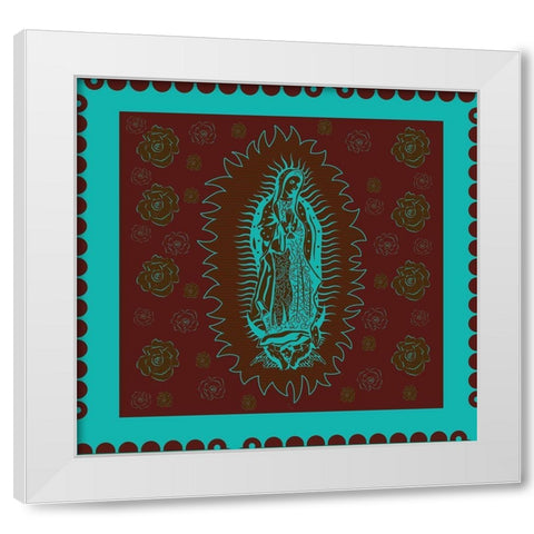 Virgin Mary Teal and Brown White Modern Wood Framed Art Print by Wiley, Marta
