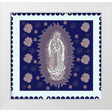 Virgin Mary Blue and White White Modern Wood Framed Art Print by Wiley, Marta