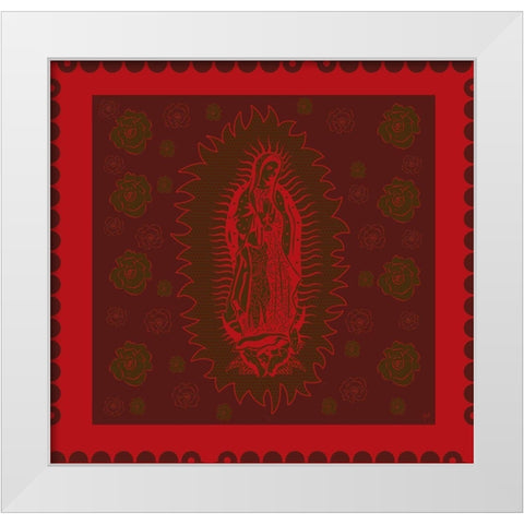 Virgin Mary Red on red White Modern Wood Framed Art Print by Wiley, Marta
