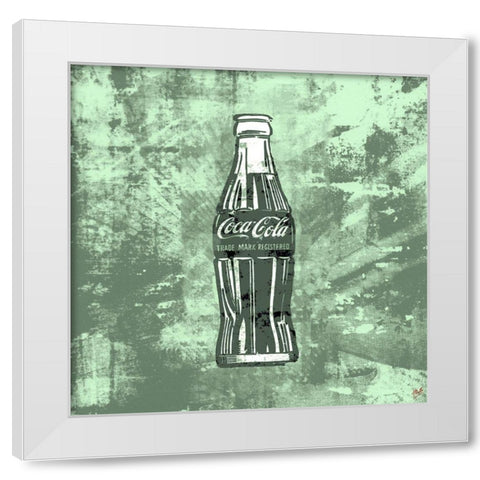 Green Coke Silkscreen White Modern Wood Framed Art Print by Wiley, Marta