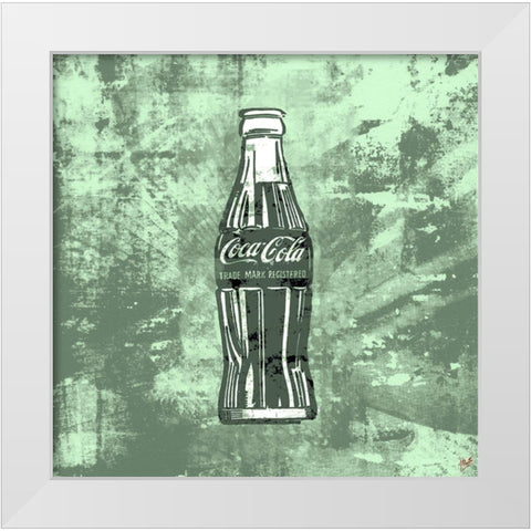 Green Coke Silkscreen White Modern Wood Framed Art Print by Wiley, Marta