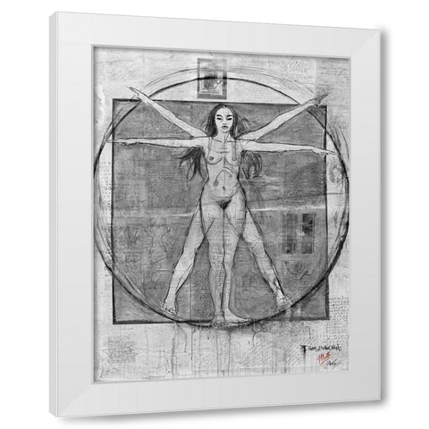 Female Da Vinci White Modern Wood Framed Art Print by Wiley, Marta