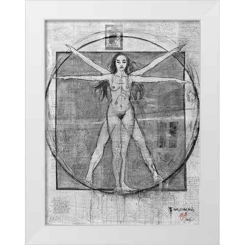 Female Da Vinci White Modern Wood Framed Art Print by Wiley, Marta