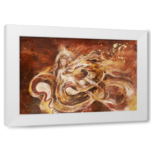 Dragon and The Pearl White Modern Wood Framed Art Print by Wiley, Marta