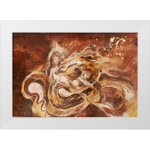 Dragon and The Pearl White Modern Wood Framed Art Print by Wiley, Marta