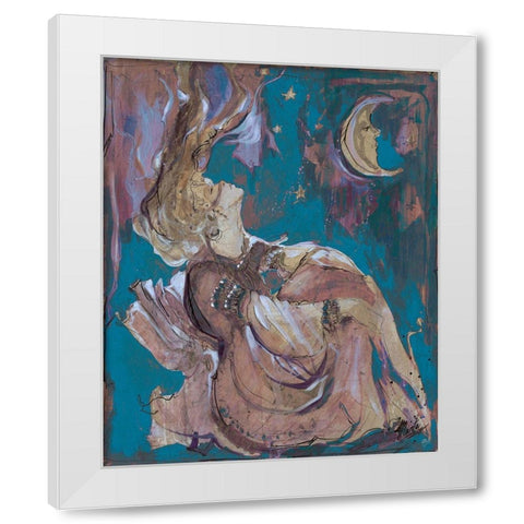 Teal Light Goddess White Modern Wood Framed Art Print by Wiley, Marta