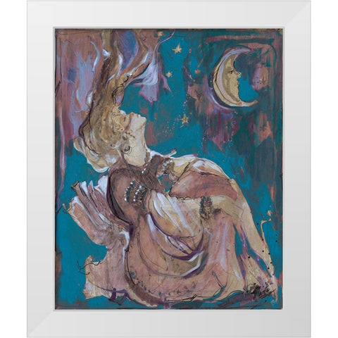 Teal Light Goddess White Modern Wood Framed Art Print by Wiley, Marta