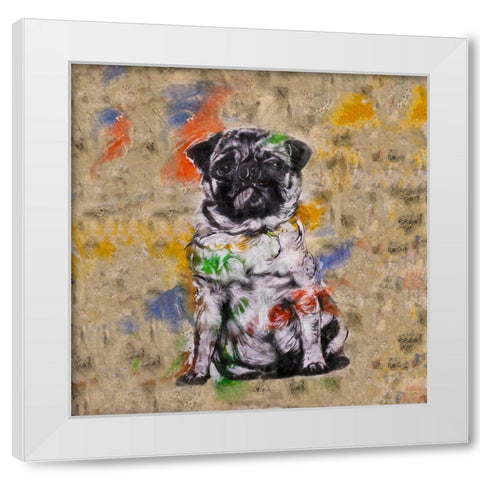 Colorful Dog III Square White Modern Wood Framed Art Print by Wiley, Marta