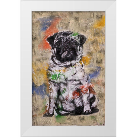 Colorful Dog IV White Modern Wood Framed Art Print by Wiley, Marta