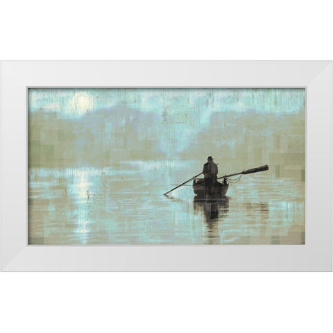 Peace Sandy Blue White Modern Wood Framed Art Print by Wiley, Marta