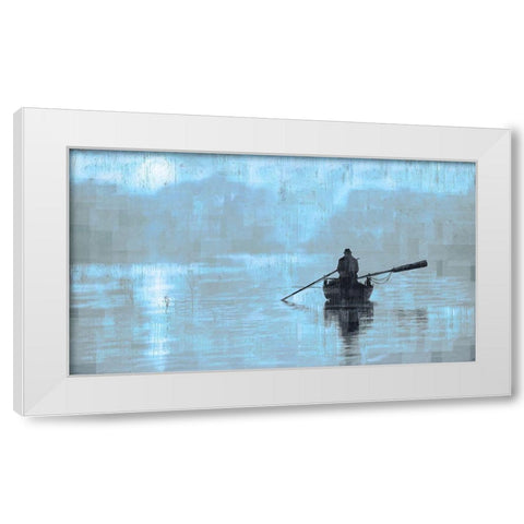 Peace Light Blue White Modern Wood Framed Art Print by Wiley, Marta