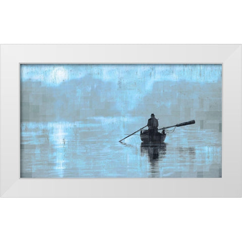 Peace Light Blue White Modern Wood Framed Art Print by Wiley, Marta
