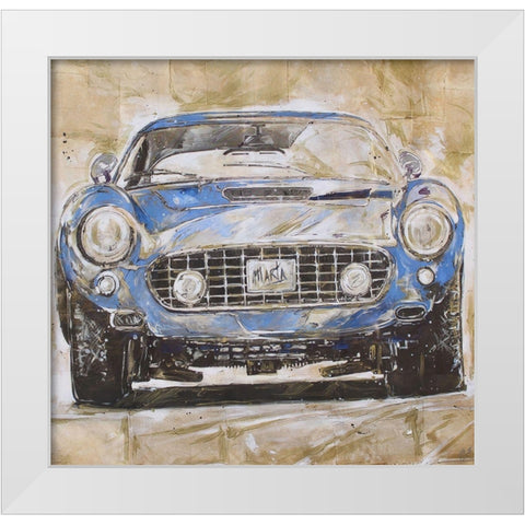 Blue Car light White Modern Wood Framed Art Print by Wiley, Marta