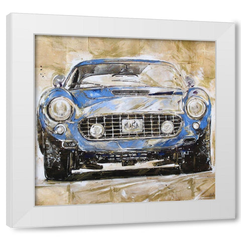 Blue Car Dark White Modern Wood Framed Art Print by Wiley, Marta