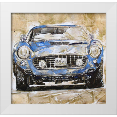 Blue Car Dark White Modern Wood Framed Art Print by Wiley, Marta