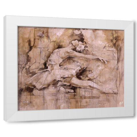 Balerina - Dark White Modern Wood Framed Art Print by Wiley, Marta