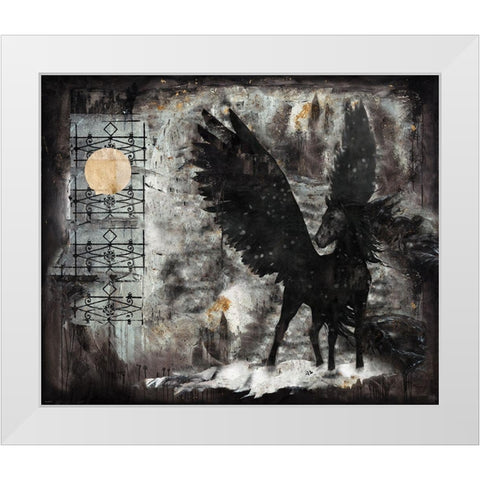 Black Pegasus White Modern Wood Framed Art Print by Wiley, Marta