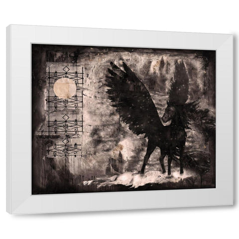 Black Pegasus Sepia White Modern Wood Framed Art Print by Wiley, Marta