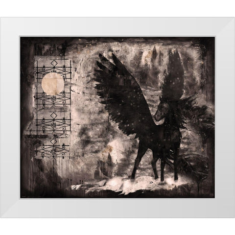 Black Pegasus Sepia White Modern Wood Framed Art Print by Wiley, Marta