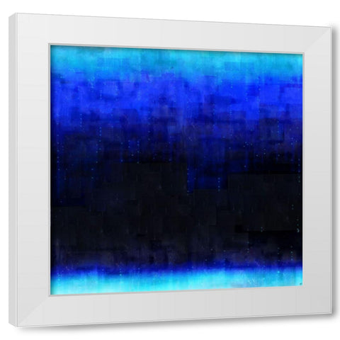 Blue Abstract Night White Modern Wood Framed Art Print by Wiley, Marta