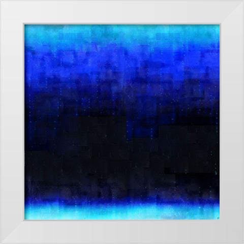 Blue Abstract Night White Modern Wood Framed Art Print by Wiley, Marta