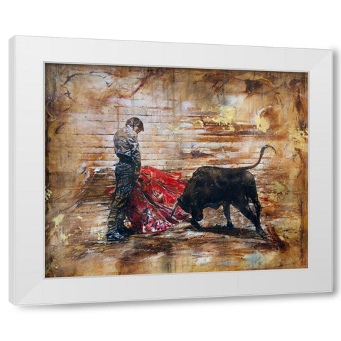 Bull Fighter Dark White Modern Wood Framed Art Print by Wiley, Marta