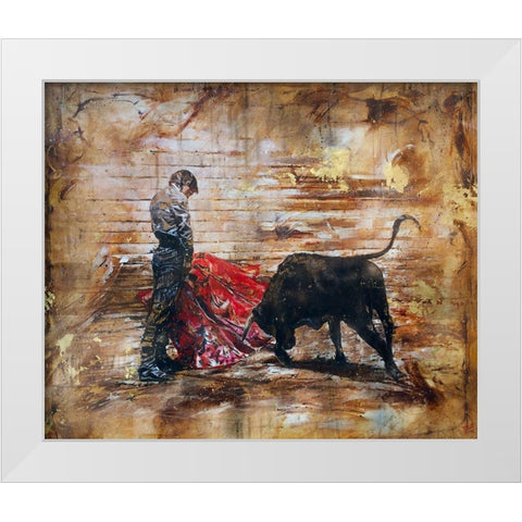 Bull Fighter Dark White Modern Wood Framed Art Print by Wiley, Marta