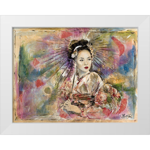 Geisha- Dark White Modern Wood Framed Art Print by Wiley, Marta
