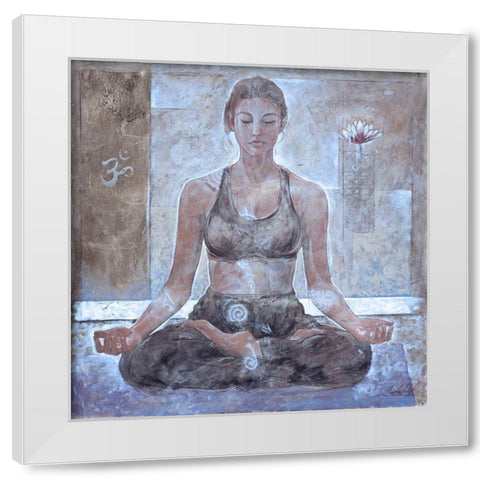 Yoga I- Sepia White Modern Wood Framed Art Print by Wiley, Marta