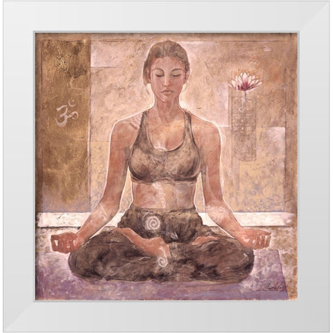 Yoga I-Blue White Modern Wood Framed Art Print by Wiley, Marta
