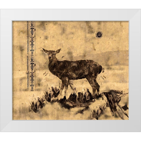 Deer White Modern Wood Framed Art Print by Wiley, Marta