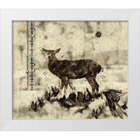 Deer- Beige White Modern Wood Framed Art Print by Wiley, Marta