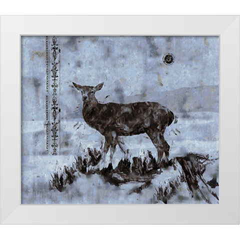 Deer-Blue White Modern Wood Framed Art Print by Wiley, Marta