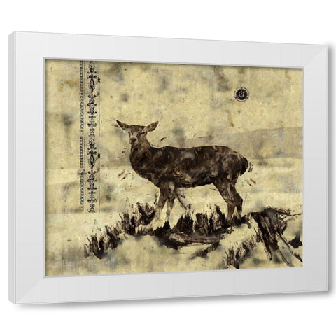 Deer-Original White Modern Wood Framed Art Print by Wiley, Marta