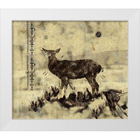 Deer-Original White Modern Wood Framed Art Print by Wiley, Marta