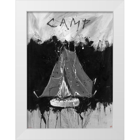 Camping BandW White Modern Wood Framed Art Print by Wiley, Marta