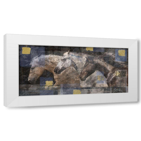 Horse Print Silkscreen White Modern Wood Framed Art Print by Wiley, Marta
