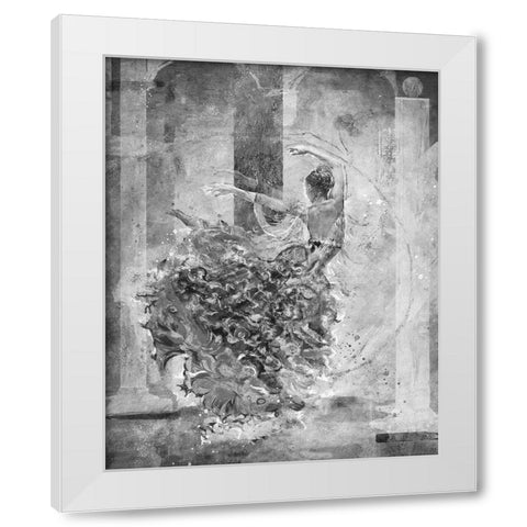 Temple Dancer BAndW White Modern Wood Framed Art Print by Figurative