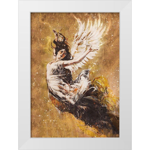 Falling Angel V White Modern Wood Framed Art Print by Wiley, Marta