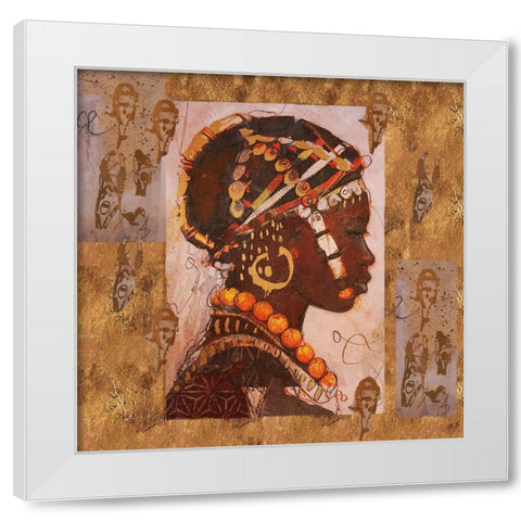 African Portrait I White Modern Wood Framed Art Print by Wiley, Marta