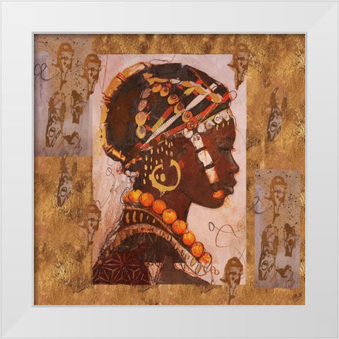 African Portrait I White Modern Wood Framed Art Print by Wiley, Marta
