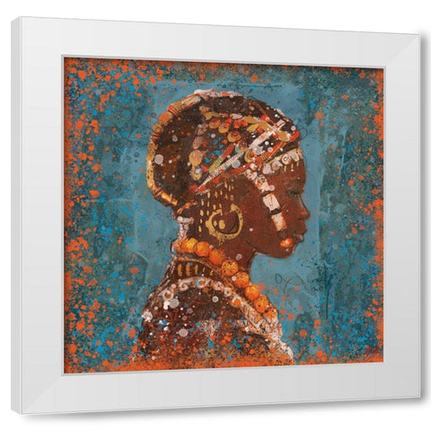 African Portrait III White Modern Wood Framed Art Print by Wiley, Marta