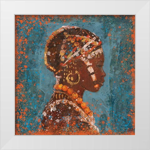 African Portrait III White Modern Wood Framed Art Print by Wiley, Marta