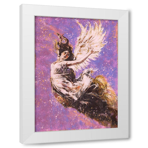 Pink Angel Falling I White Modern Wood Framed Art Print by Wiley, Marta