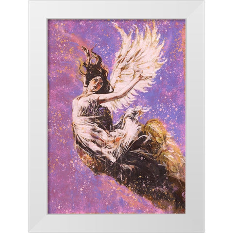 Pink Angel Falling I White Modern Wood Framed Art Print by Wiley, Marta
