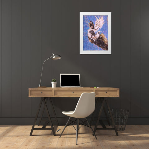 Blue Angel Falling I White Modern Wood Framed Art Print by Wiley, Marta