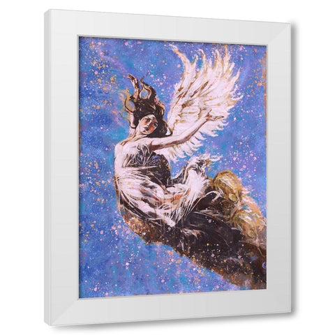 Blue Angel Falling I White Modern Wood Framed Art Print by Wiley, Marta