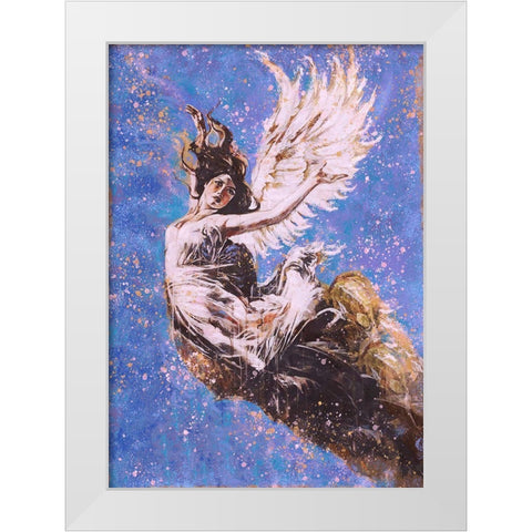 Blue Angel Falling I White Modern Wood Framed Art Print by Wiley, Marta